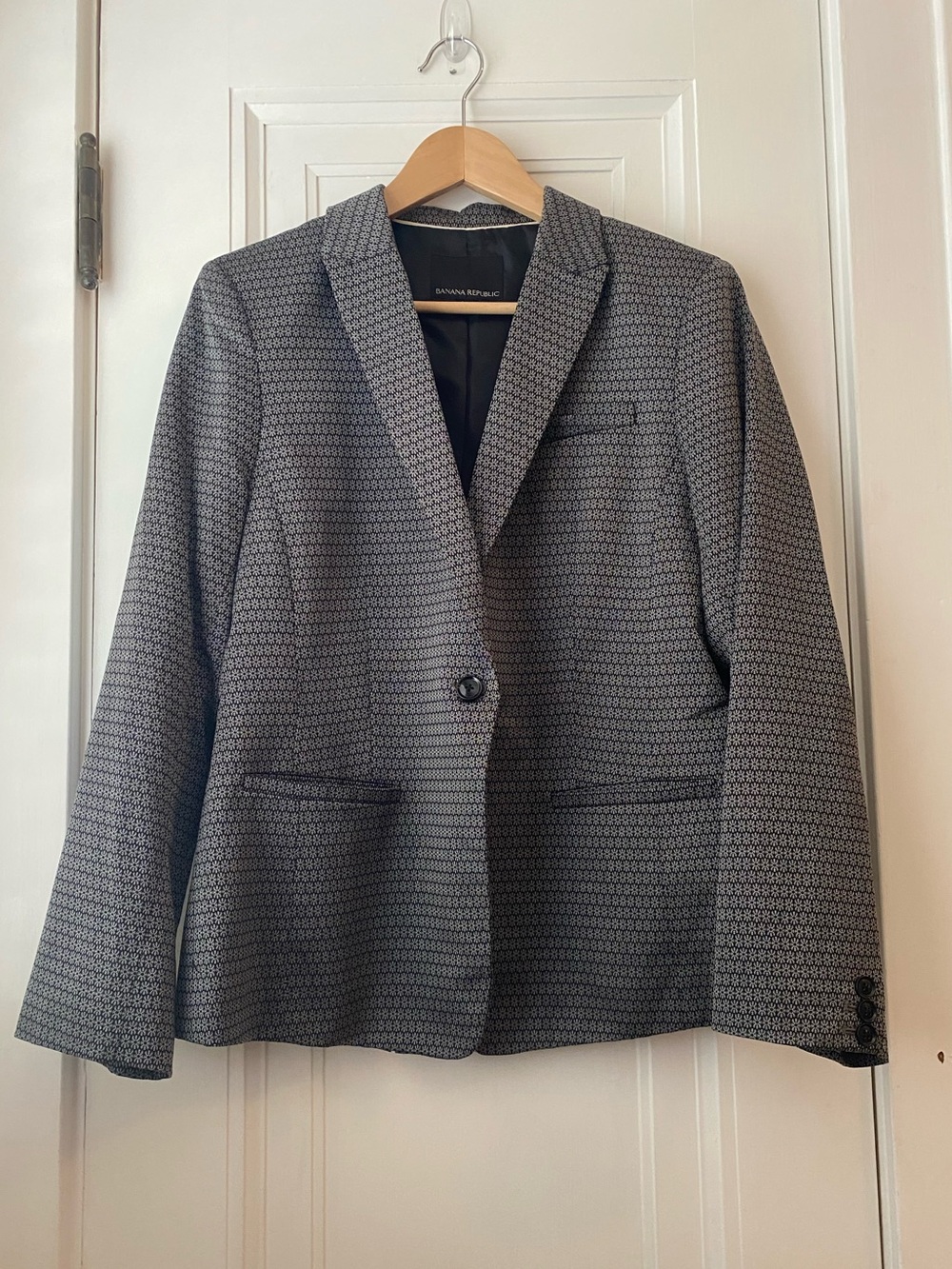 Banana Republic subtle floral print gray black blazer suit jacket 14